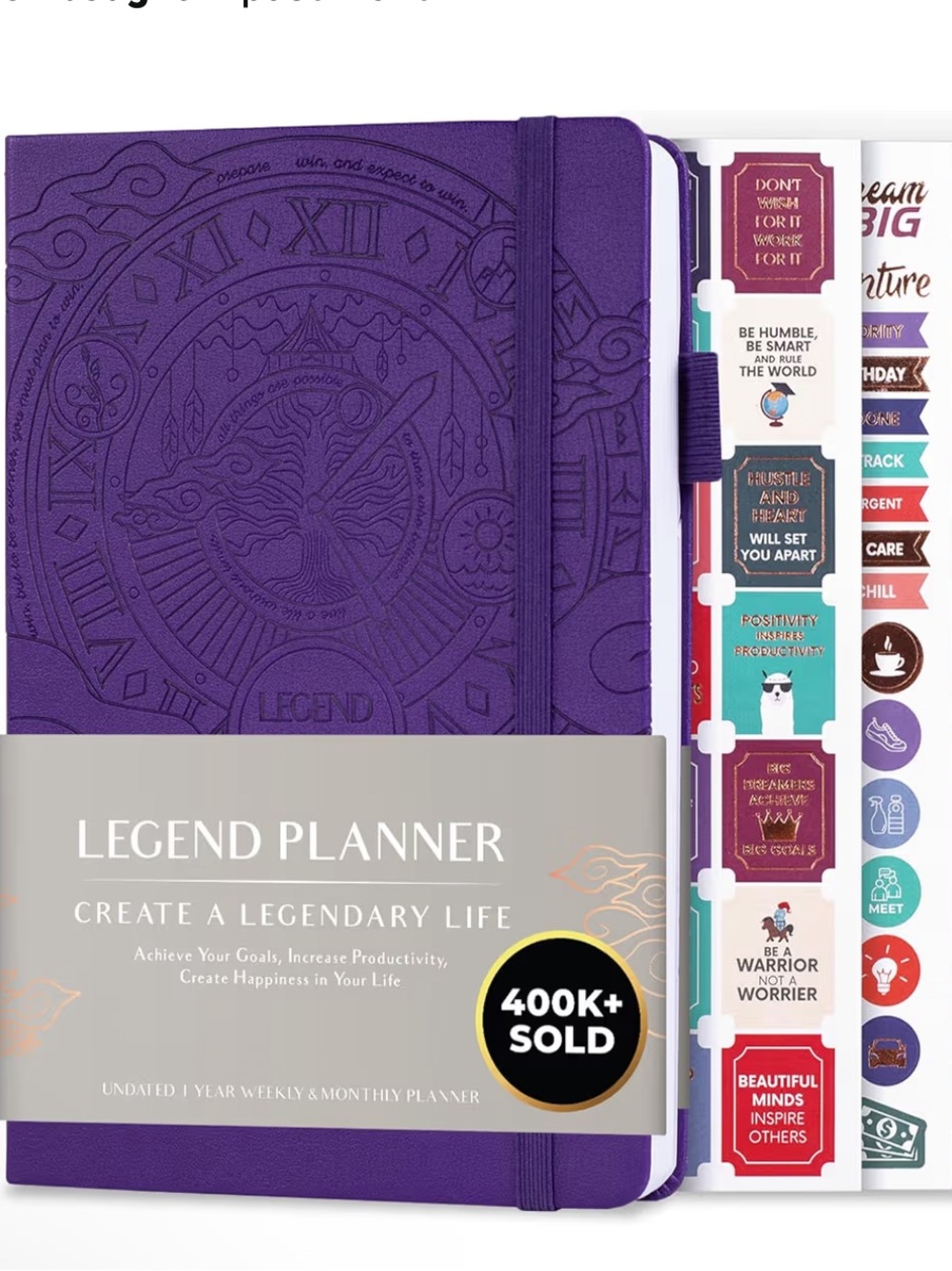 NEW Legend Undated Planner Purple Hardcover with Sticker Sheets & habit tracking